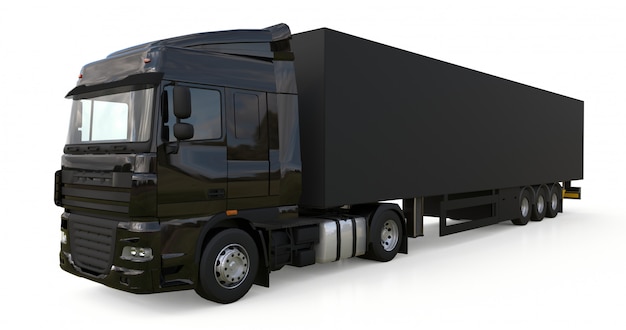 Grand camion noir avec semi-remorque Modèle pour placer des graphiques