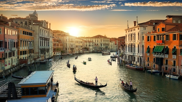 Grand Canal à Venise au coucher du soleil, Italie