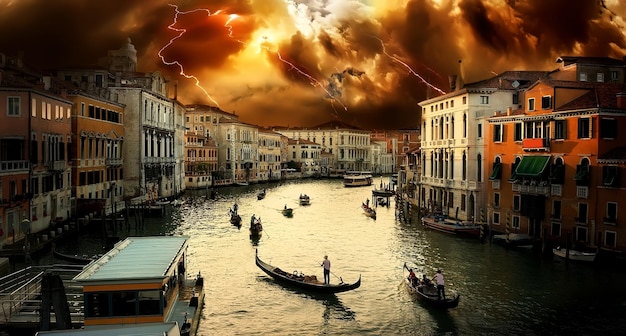 Grand Canal à Venise. Orage, tempête. Italie