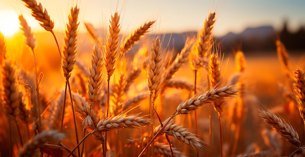 Grand champ de blé doré en gros plan concept d'agriculture image générée par l'IA