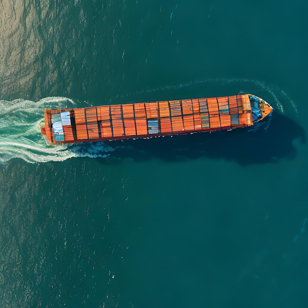 Un grand conteneur flotte dans l'océan.