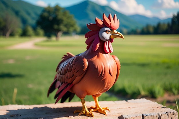 Grand coq qui chante magnifique plume crête de coq fond d'écran vie rurale volaille animal fond