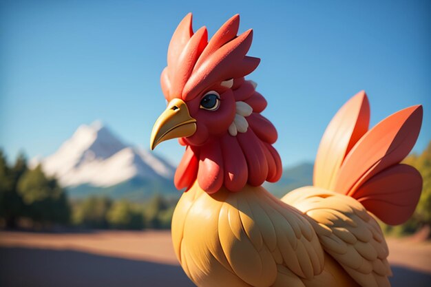 Un grand coq qui chante une plume magnifique un coq de coq un papier peint une vie rurale une volaille un arrière-plan animal