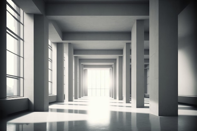 Grand couloir de hall à l'intérieur du fond d'immeuble de bureaux