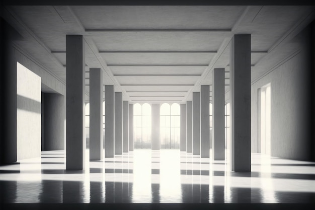 Grand couloir de hall à l'intérieur du fond d'immeuble de bureaux