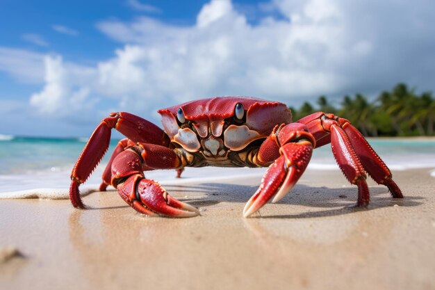 Un grand crabe rouge sur la côte