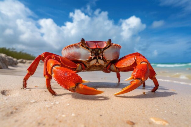 Un grand crabe rouge sur la côte