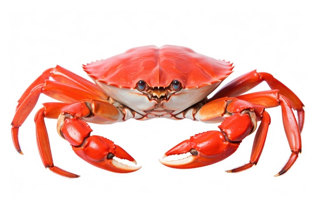 Un grand crabe rouge sur un fond blanc