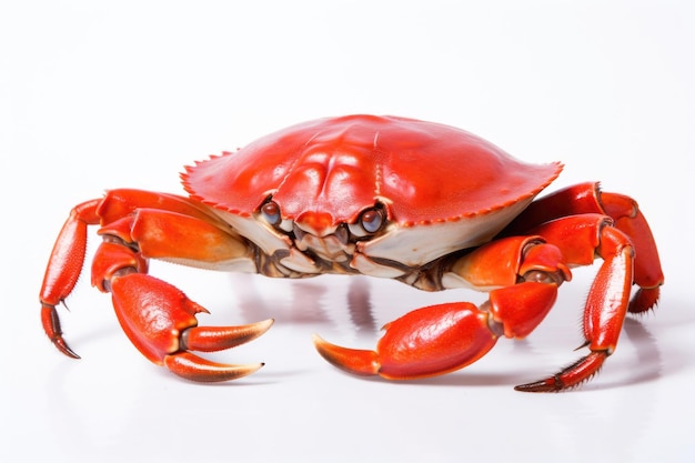 Un grand crabe rouge sur un fond blanc