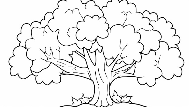 Grand dessin linéaire d'arbre à feuilles caduques simple