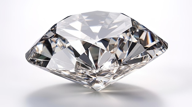 Grand diamant clair avec reflet diamant éblouissant sur fond blanc