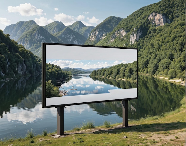 Photo un grand écran sur le côté d'une montagne