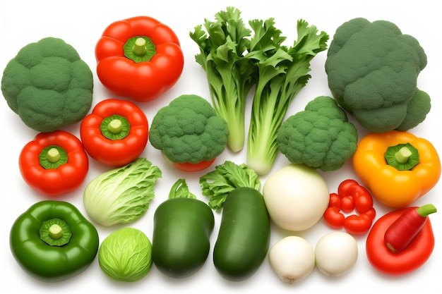 grand ensemble de légumes isolés sur un fond blanc