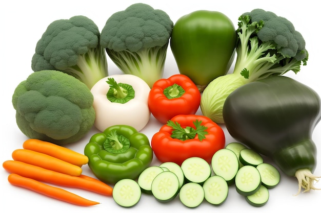 grand ensemble de légumes isolés sur un fond blanc