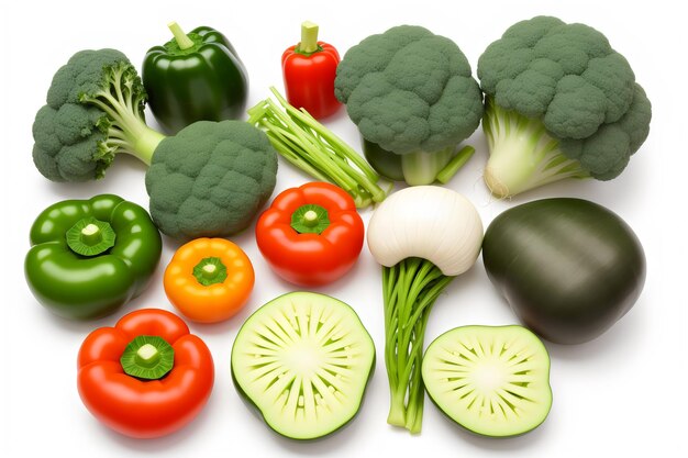 grand ensemble de légumes isolés sur un fond blanc