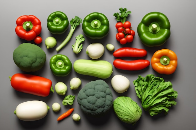 Photo grand ensemble de légumes isolés sur un fond blanc