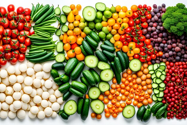 Photo grand ensemble de légumes isolés