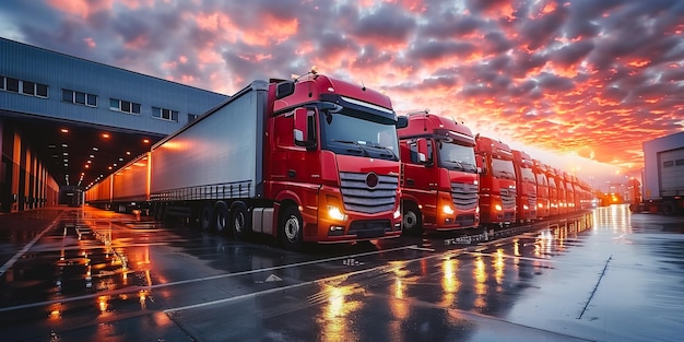 Grand entrepôt de distribution avec des portes pour les charges et les camions