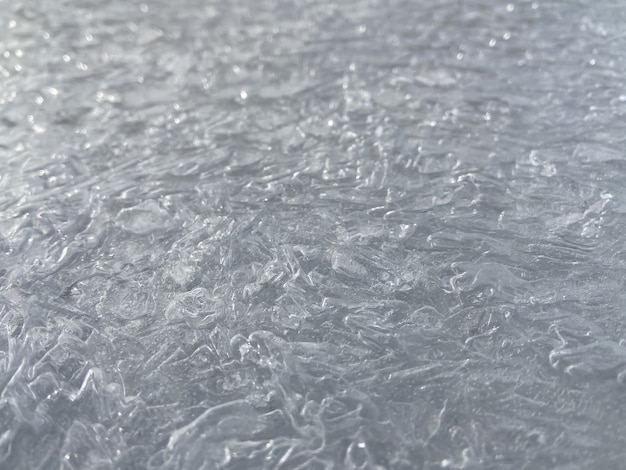 Grand étang avec une fine couche de glace en hiver