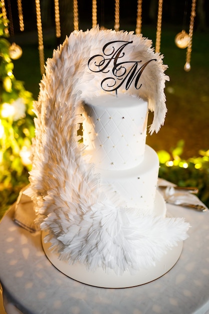 Grand gâteau de mariage sucré pour les jeunes mariés