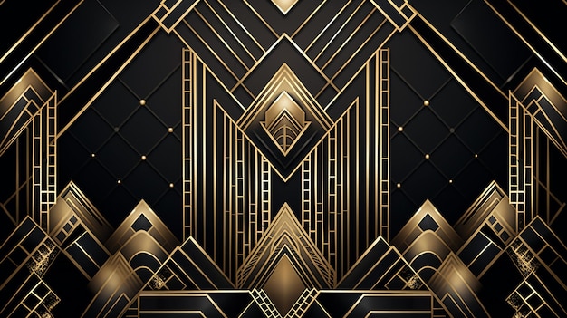 Le Grand Gatsby Abstrait Noir et Or