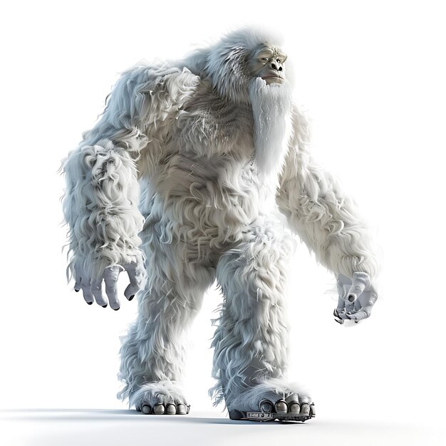 un grand gorille blanc est représenté sur un fond blanc
