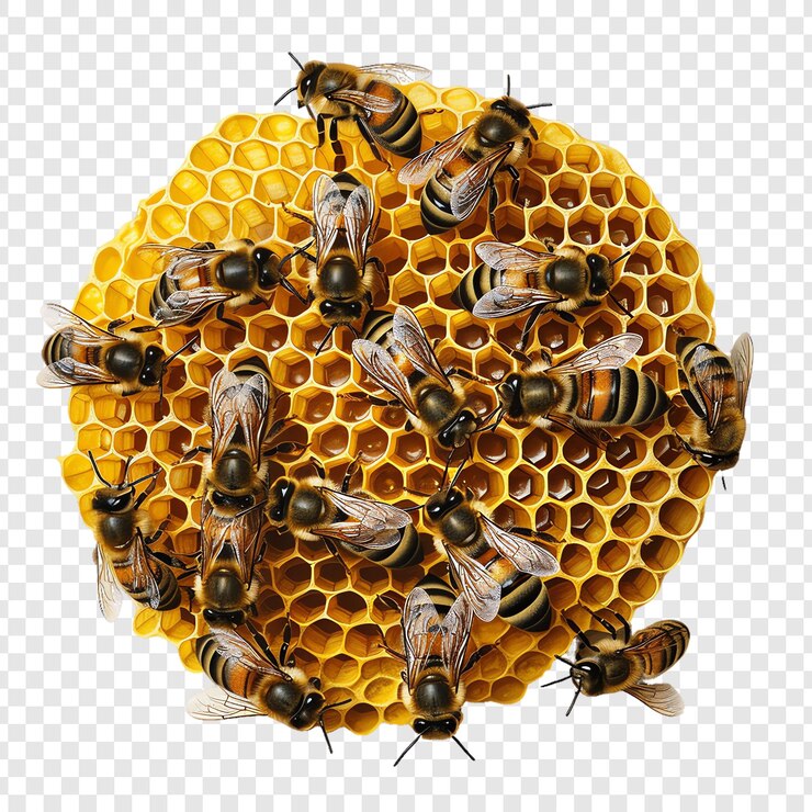 un grand groupe d'abeilles est regroupé sur un nid d'abeille jaune