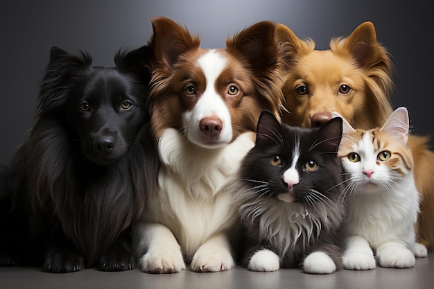 Grand groupe d'animaux de compagnie ensemble