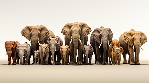 Grand groupe de faune africaine safari animaux sauvages génératifs ai