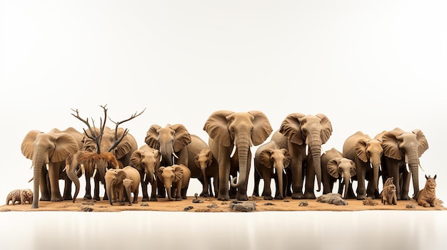 Grand groupe de faune africaine safari animaux sauvages génératifs ai