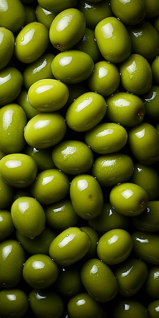 Un grand groupe d'olives vertes