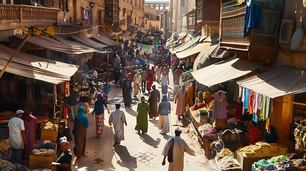 Photo un grand groupe de personnes se promène dans un marché