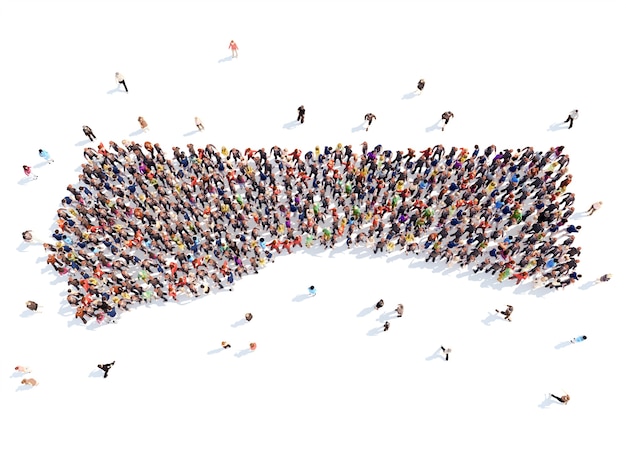 Un grand groupe de personnes sous la forme d'une main