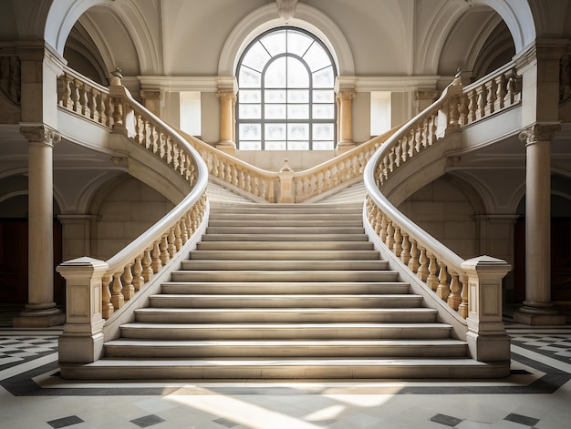 Photo un grand hall d'entrée avec escalier