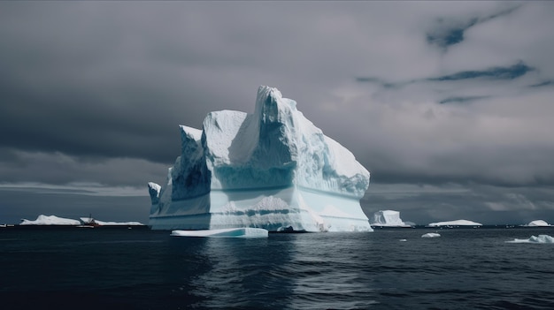 Un grand iceberg flottant au-dessus d'un plan d'eau IA générative