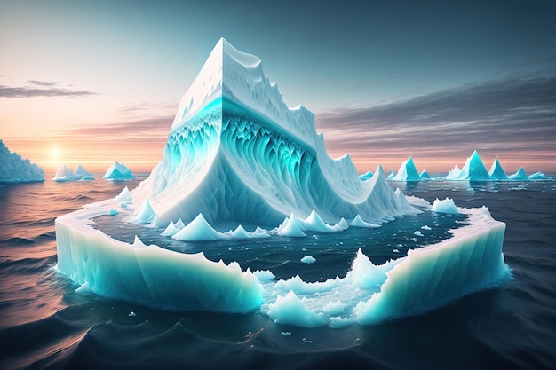 grand iceberg flottant dans la mer