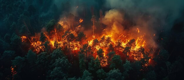 Photo un grand incendie engloutit la forêt
