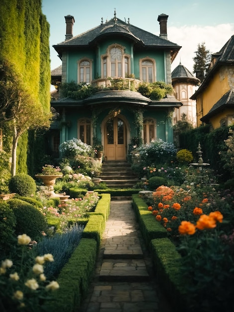 Grand jardin d'une maison