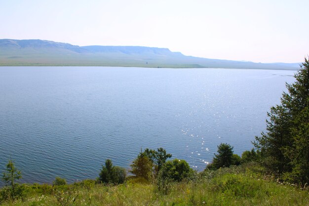 Photo grand lac bleu photo panoramique vue d'en haut