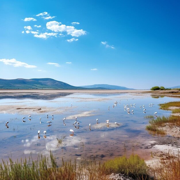 le grand lac salé de Slano Kopovo dans le nord de la Serbie