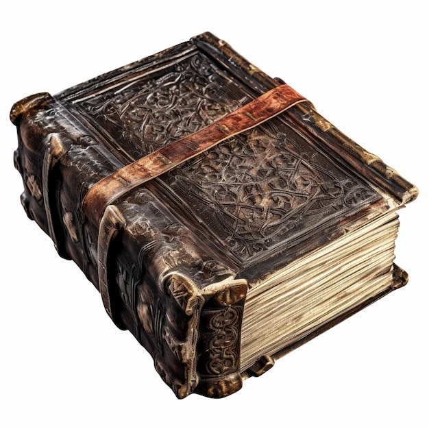 Photo un grand livre relié en cuir avec une bande en cuir et le mot livre dessus.
