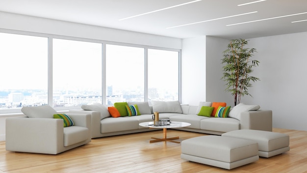 Grand luxe intérieurs lumineux modernes chambre illustration rendu 3D