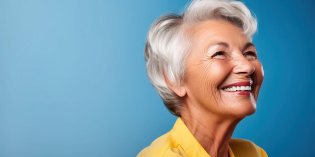 Une grand-mère heureuse sur un fond lumineux