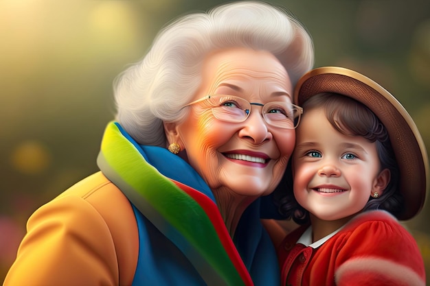 Grand-mère heureuse avec une petite fille