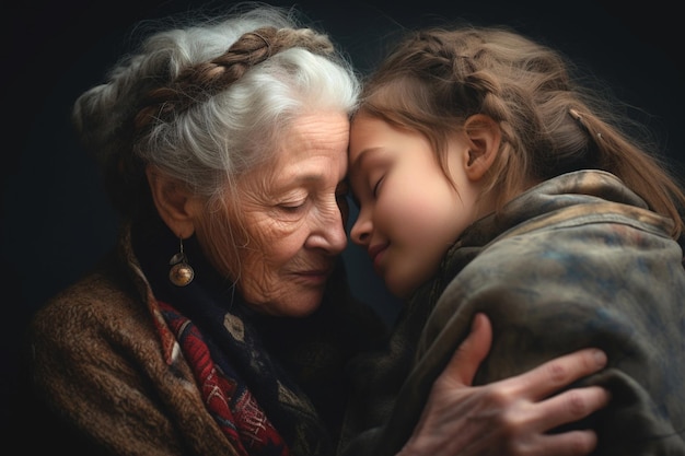 Grand-mère et petite-fille dans un câlin plein d'amour et d'affection le jour des grands-parents39