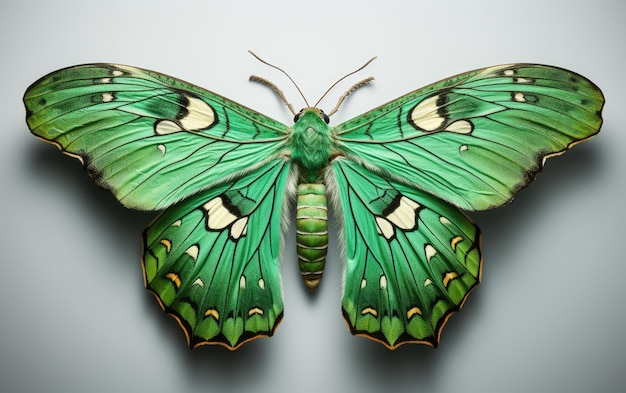 Un grand mimeur de larve de papillon émeraude isolé sur un fond transparent PNG