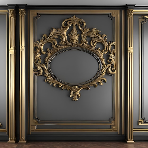 un grand miroir orné avec un cadre doré et un grand miroir ovale.