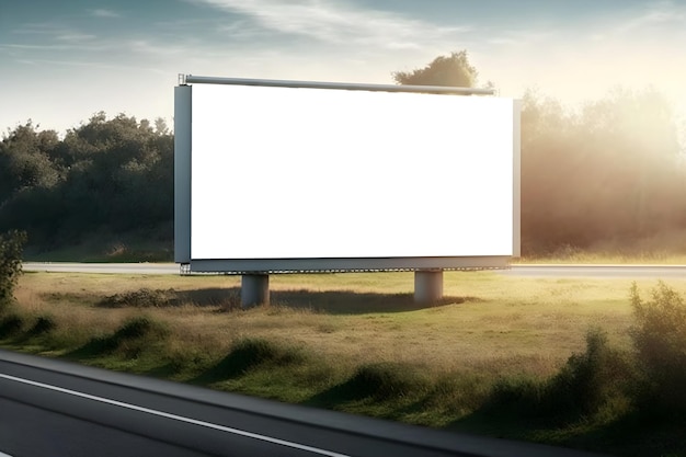 Grand modèle de panneau d'affichage extérieur vierge avec espace copie blanche journée ensoleillée d'été