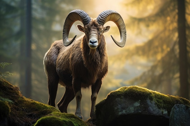 Grand mouflon européen dans son habitat naturel