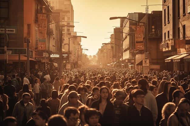 grand nombre de personnes dans une rue animée d'une ville animée